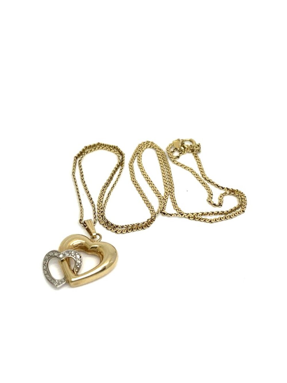 Heart Shape Pendant 14k Yellow & White Gold 6.7 Grams Women's Necklace 22'' Long